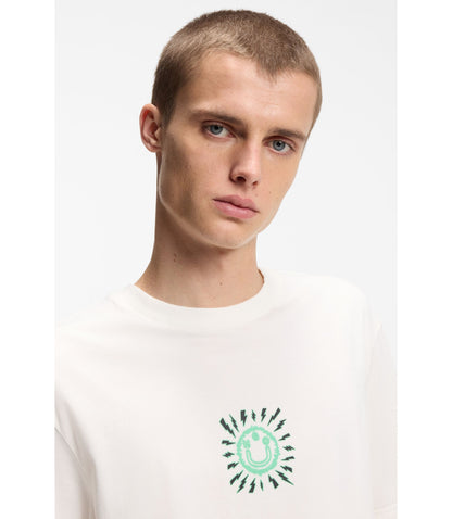 Hugo Printed Artwork T Shirt In Cotton Jersey White