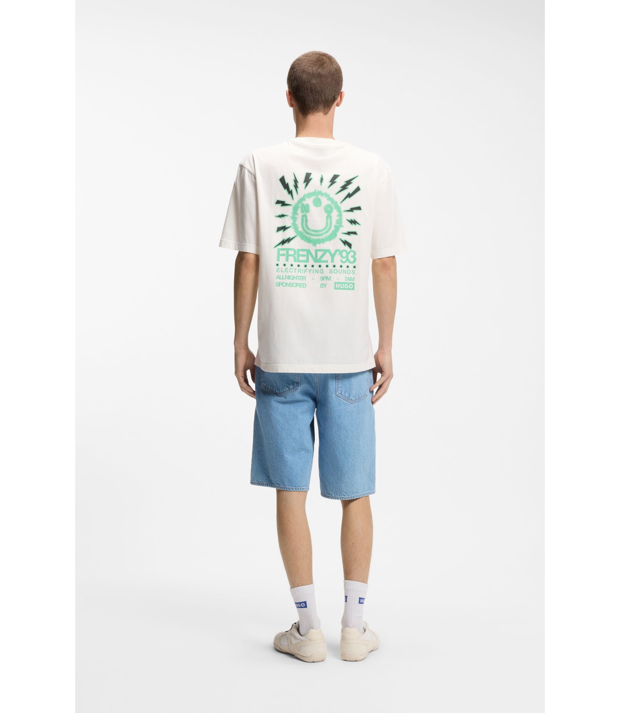 Hugo Printed Artwork T Shirt In Cotton Jersey White