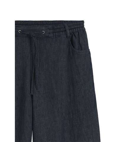Hugo Regular Fit Trousers In Lightweight Denim With Drawstring Waist Dark Blue Women's