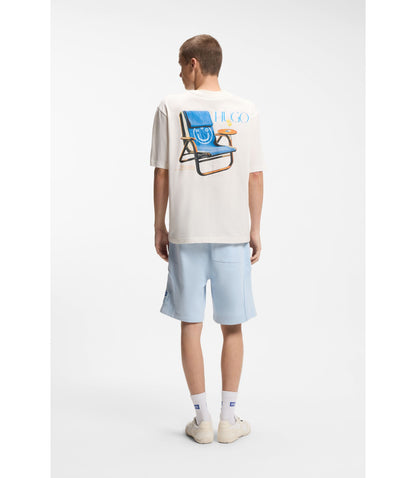 Hugo Cotton Jersey T Shirt With Rear Printed Artwork White