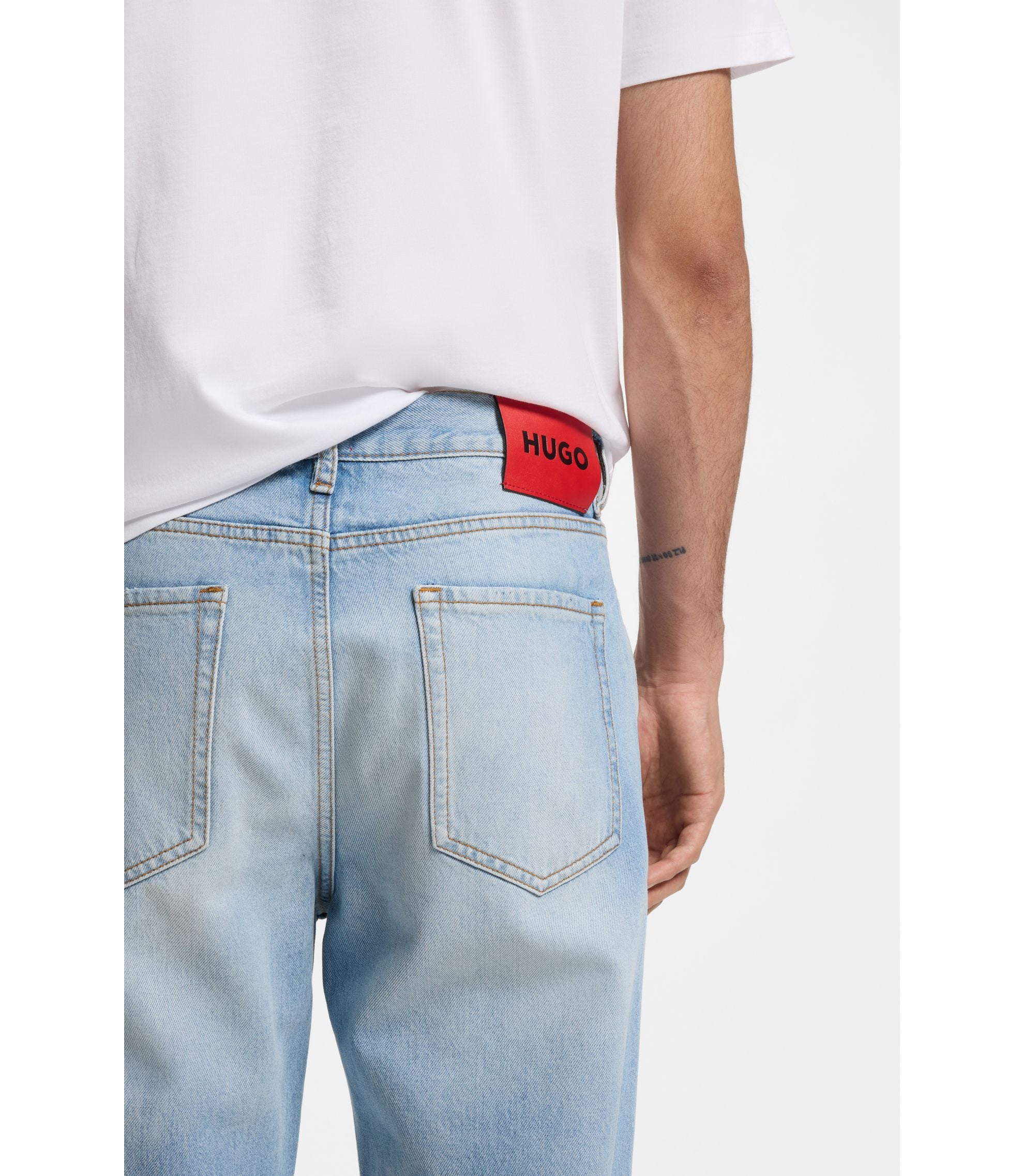 Hugo Relaxed Tapered Fit Jeans In Bright Blue Denim Blue