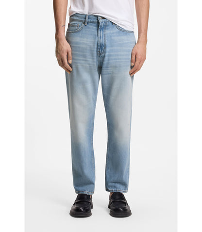 Hugo Relaxed Tapered Fit Jeans In Bright Blue Denim Blue