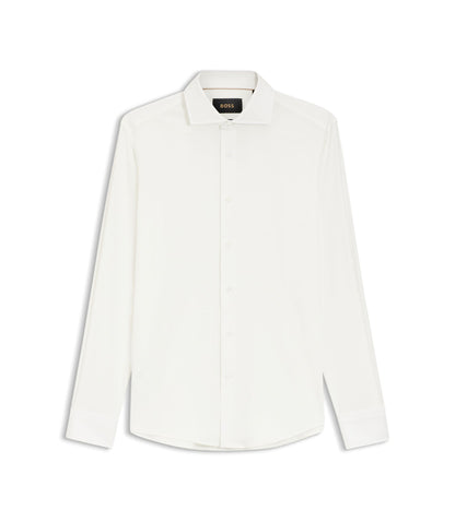 Boss Slim Fit Shirt In An Italian Made Cotton Blend White