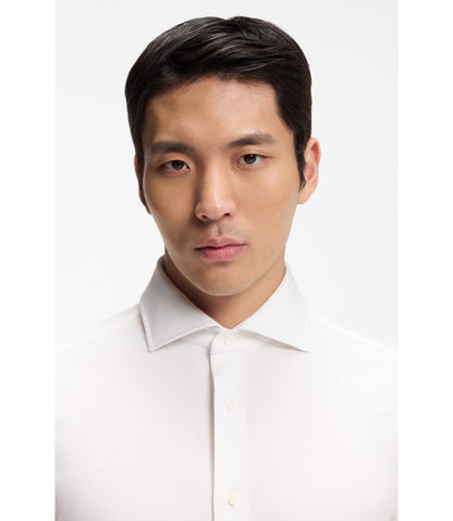 Boss Slim Fit Shirt In An Italian Made Cotton Blend White