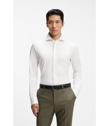 Boss Slim Fit Shirt In An Italian Made Cotton Blend White