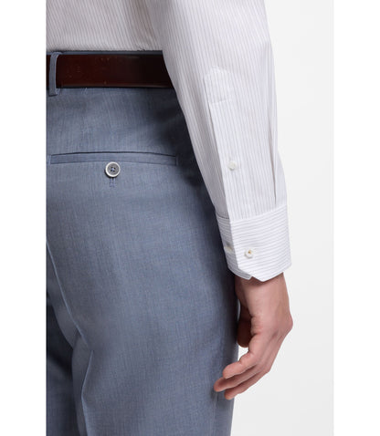 Boss Striped Slim Fit Shirt In Italian Made Cotton Dark Blue