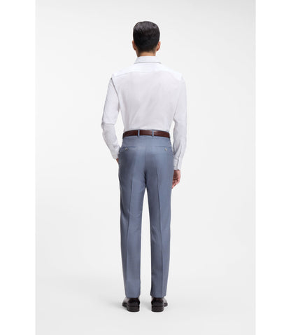 Boss Striped Slim Fit Shirt In Italian Made Cotton Dark Blue