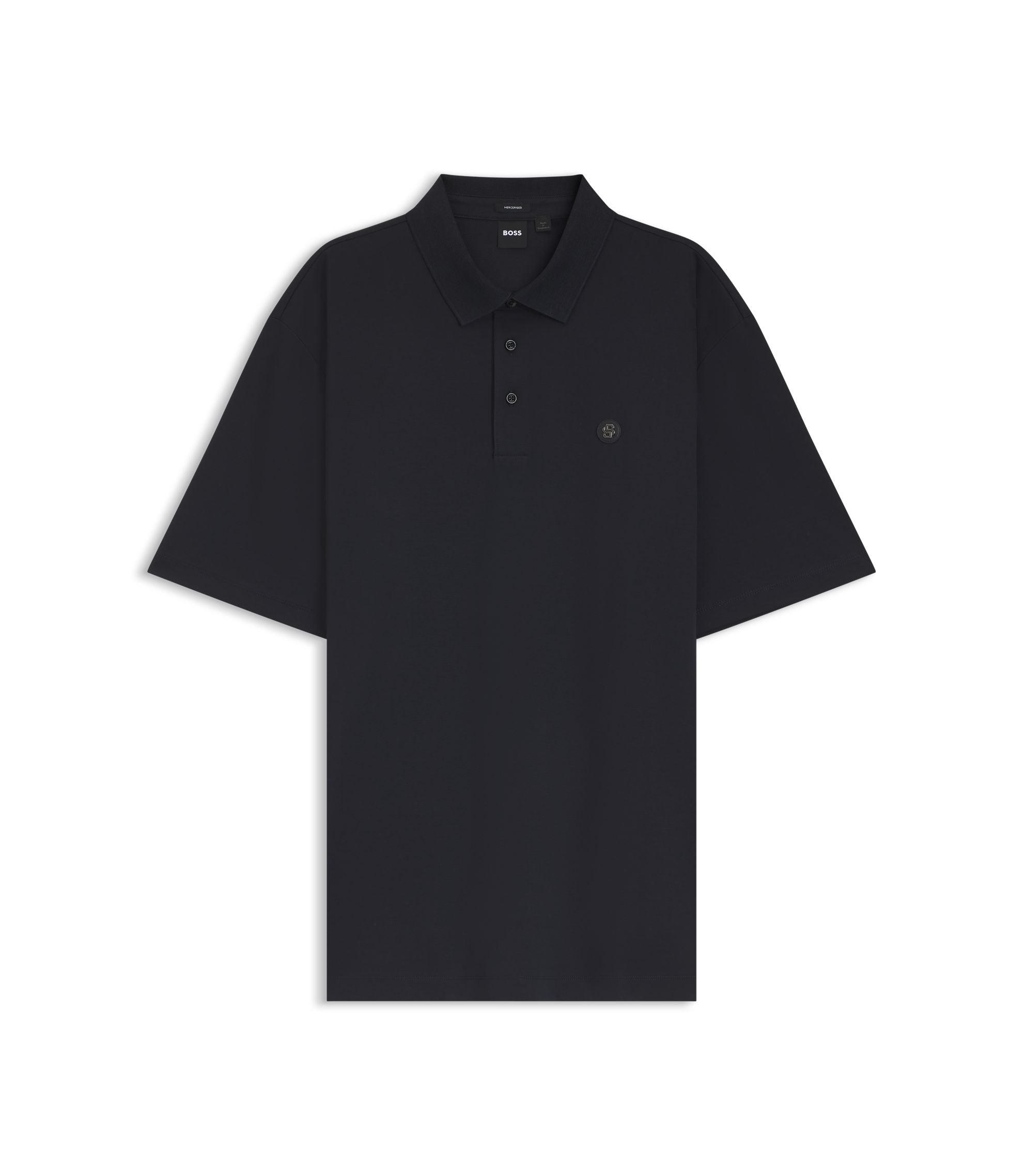 Boss Regular Fit Polo Shirt In Mercerized Interlock Cotton Dark Blue