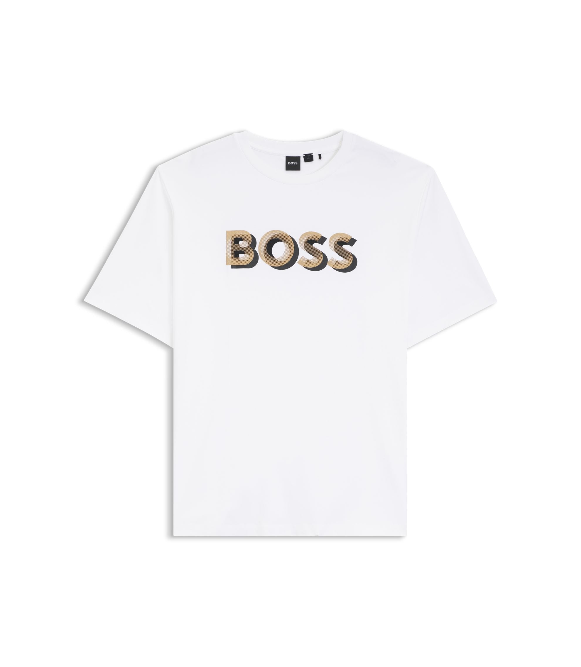 Boss Mercerized Cotton T Shirt With Logo Artwork White