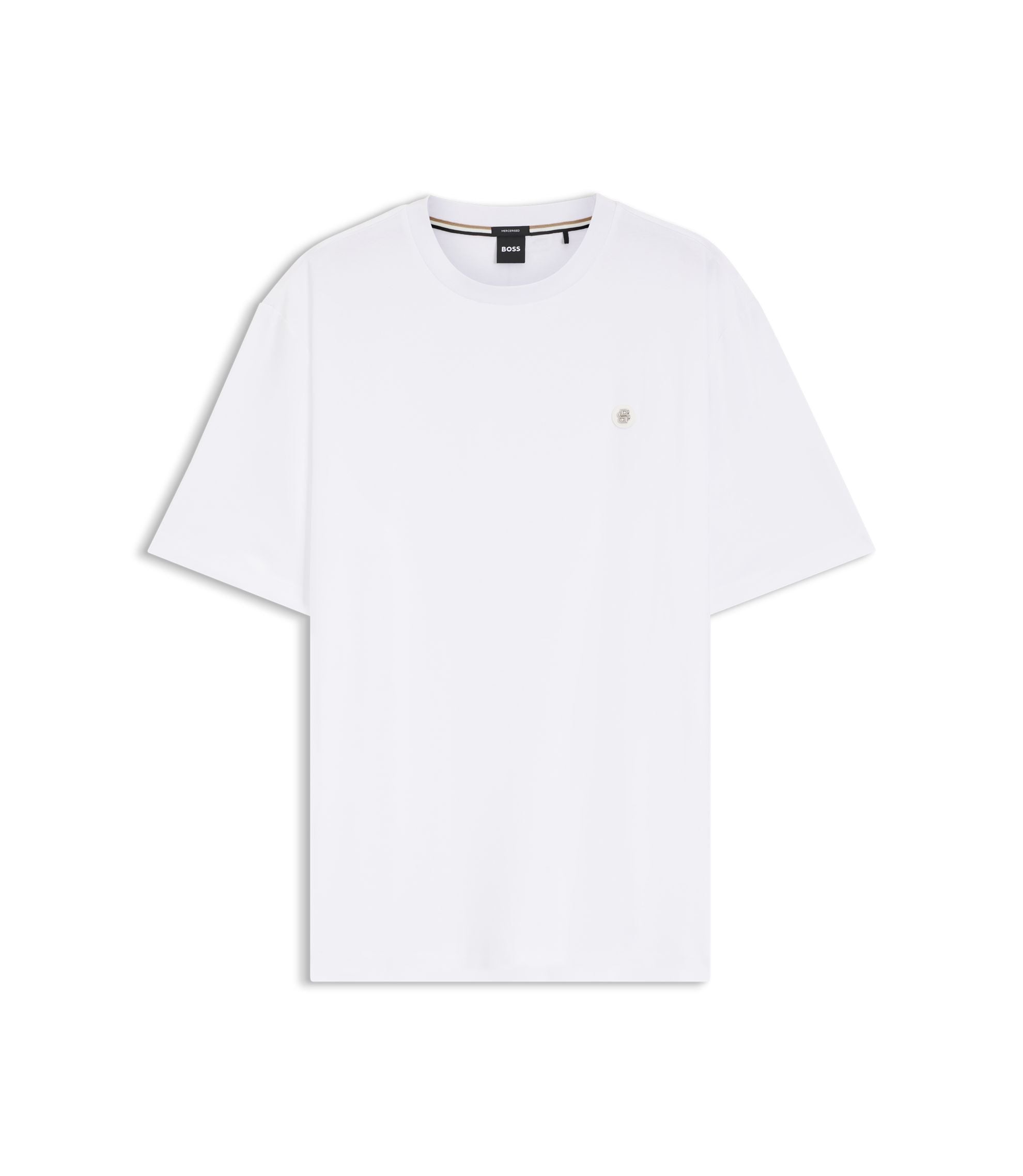 Boss Regular Fit T Shirt In Mercerized Interlock Cotton White