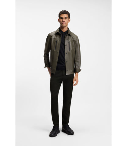 Boss Porsche X Boss Tapered Fit Pants In Stretch Denim Black
