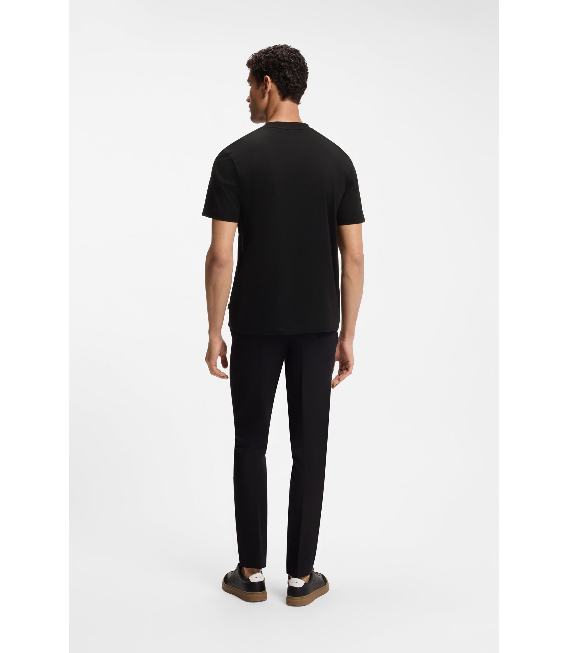 Boss Stripe Artwork T Shirt In Cotton Jersey Black