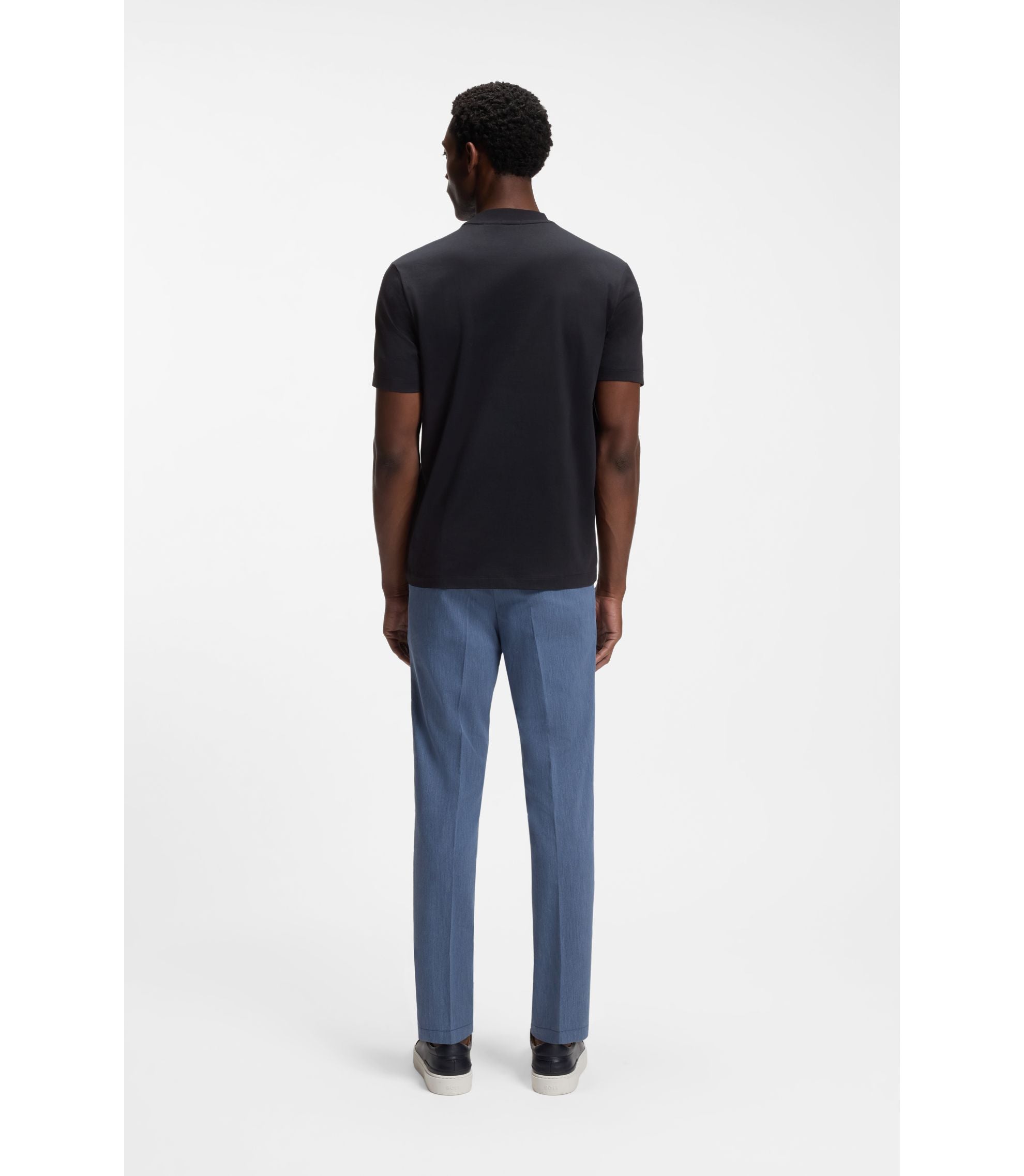 Boss Stripe Artwork T Shirt In Cotton Jersey Dark Blue