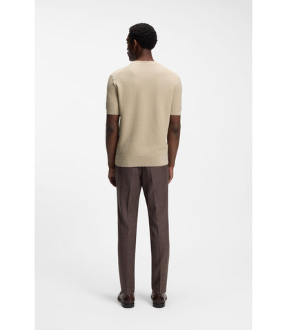Boss Knitted Structure Sweater In Cotton Light Beige