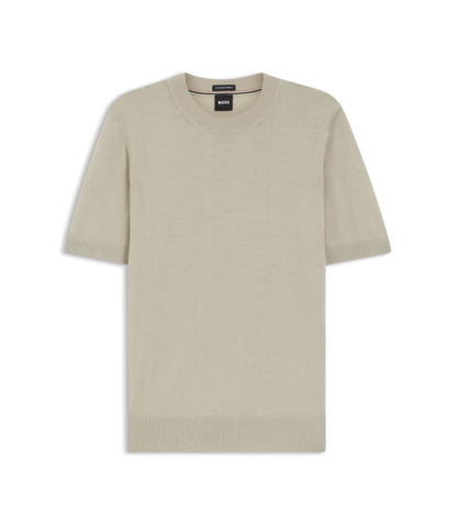 Boss Knitted Sweater In Virgin Wool Light Beige