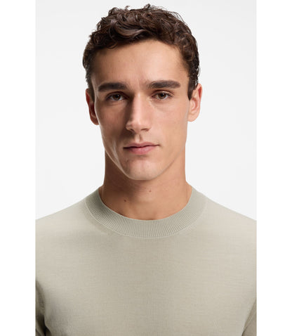 Boss Knitted Sweater In Virgin Wool Light Beige