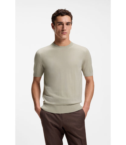 Boss Knitted Sweater In Virgin Wool Light Beige