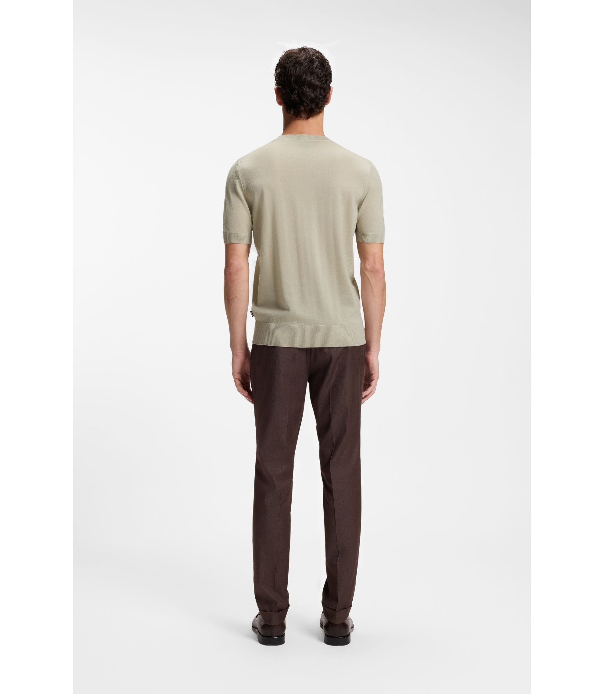 Boss Knitted Sweater In Virgin Wool Light Beige