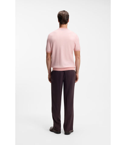 Boss Horizontal Stripe Sweater In A Cotton Blend Light Pink