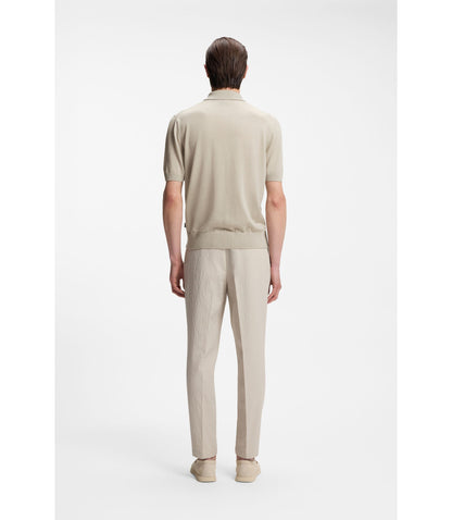 Boss Knit Polo In Virgin Wool Light Beige