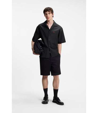 Hugo Oversized Fit Shirt In Paper Touch Cotton Black