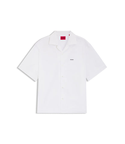 Hugo Oversized Fit Shirt In Paper Touch Cotton White