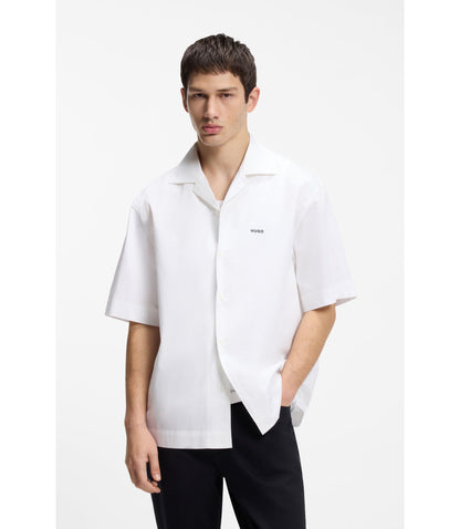 Hugo Oversized Fit Shirt In Paper Touch Cotton White