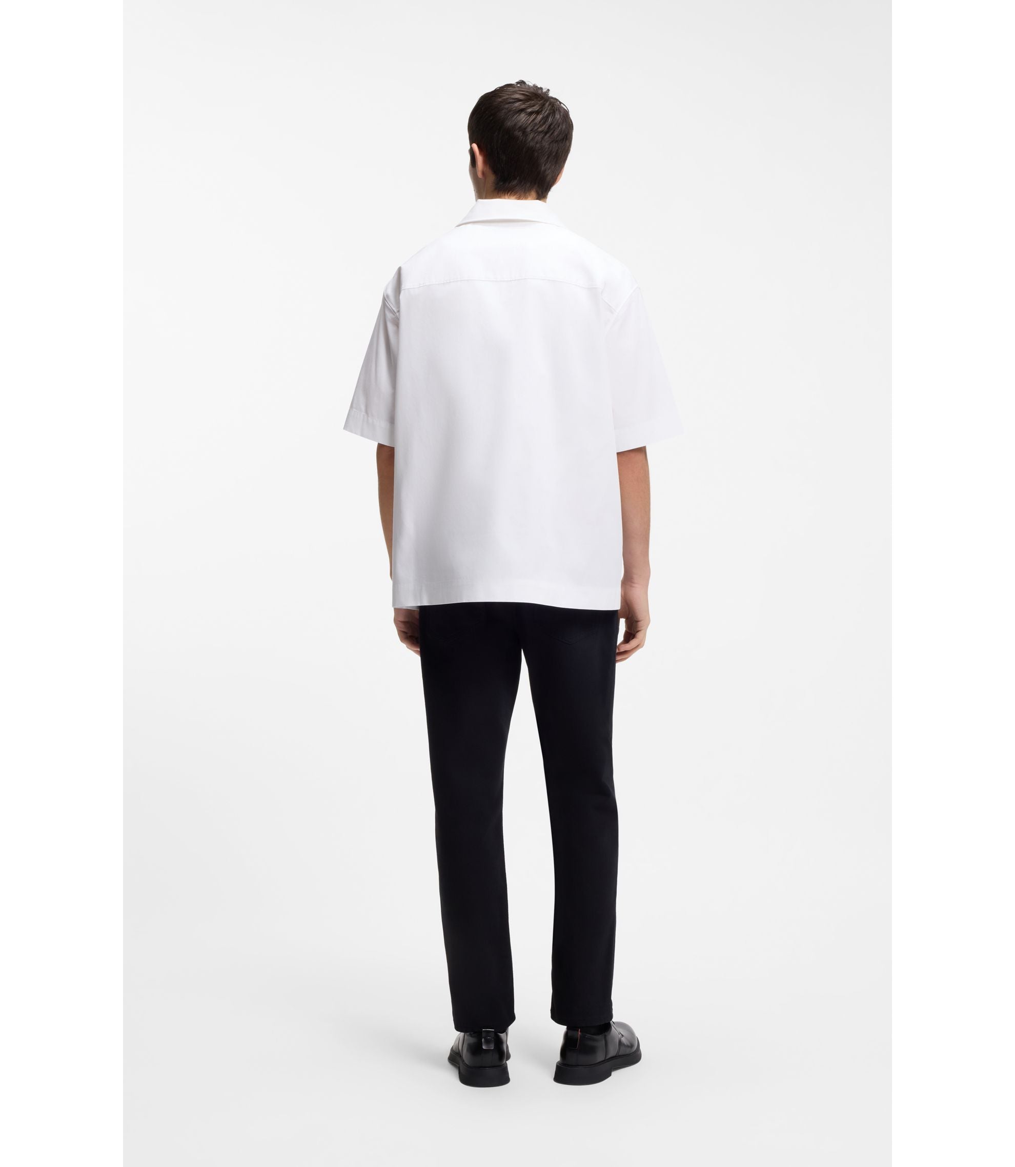 Hugo Oversized Fit Shirt In Paper Touch Cotton White
