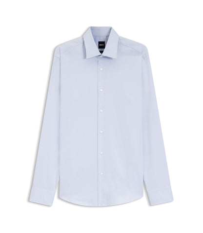 Boss Easy Iron Regular Fit Shirt In Stretch Cotton Dobby Light Blue