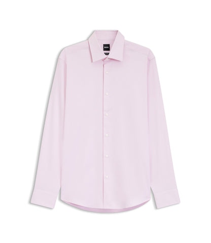 Boss Easy Iron Regular Fit Shirt In Stretch Cotton Dobby Light Pink