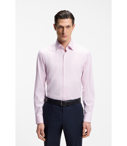Boss Easy Iron Regular Fit Shirt In Stretch Cotton Dobby Light Pink