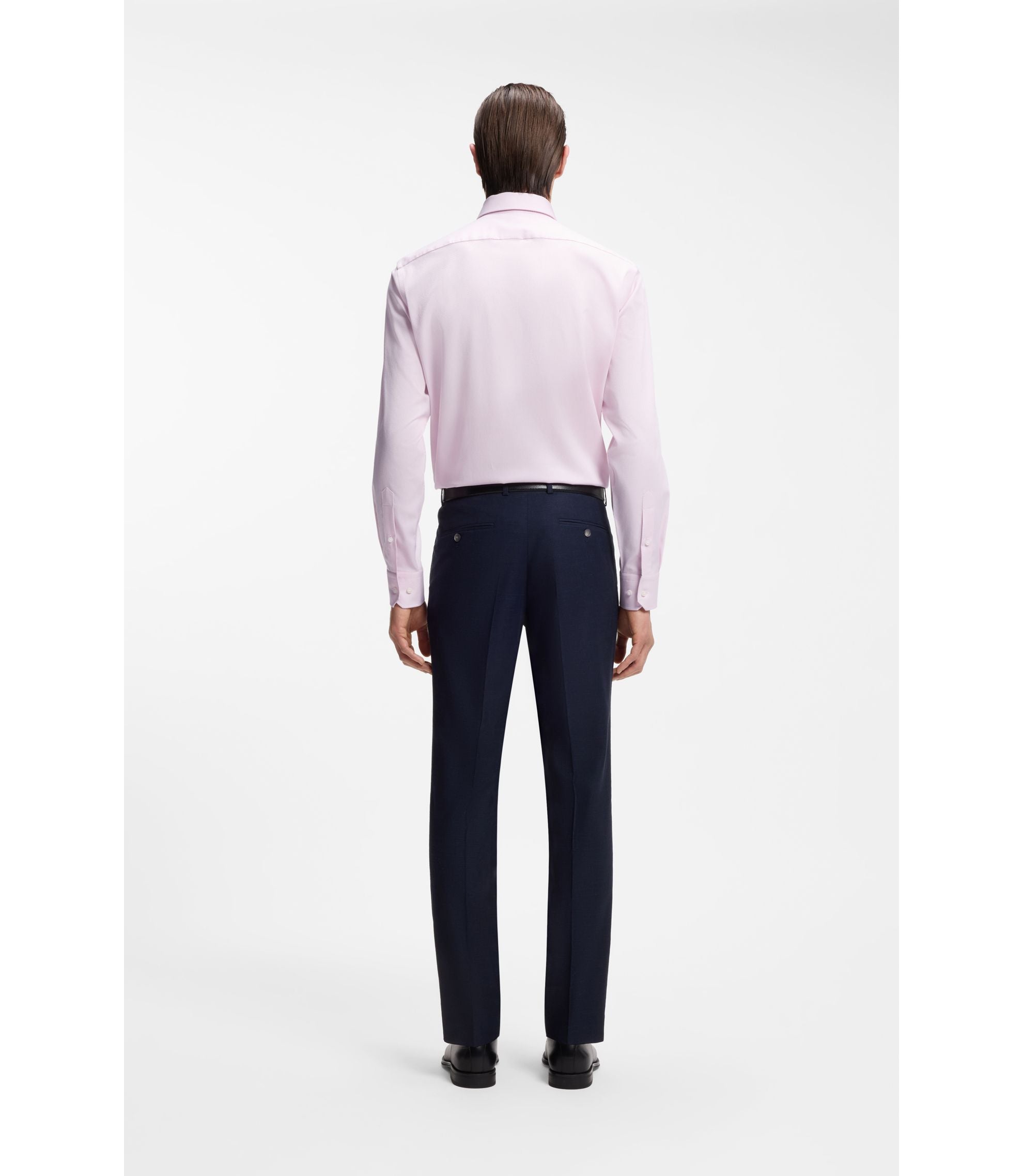 Boss Easy Iron Regular Fit Shirt In Stretch Cotton Dobby Light Pink