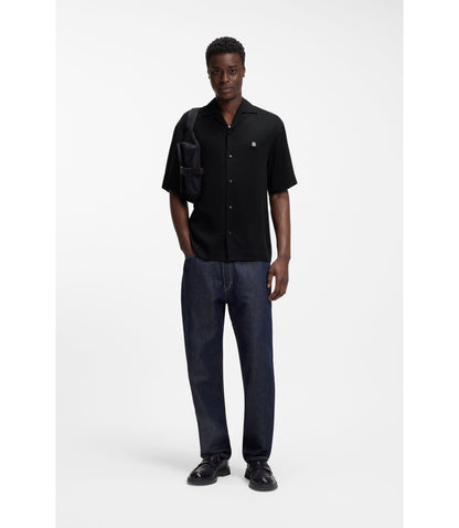 Hugo Oversize Fit Shirt With Stacked Logo Black
