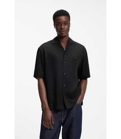 Hugo Oversize Fit Shirt With Stacked Logo Black