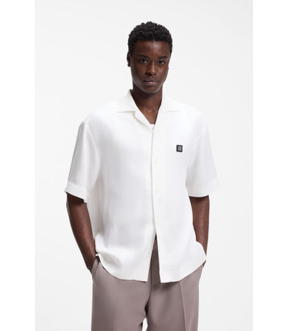 Hugo Oversize Fit Shirt With Stacked Logo White
