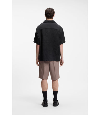 Hugo Oversized Fit Shirt With Jacquard Pattern Black