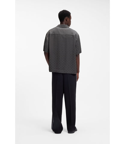 Hugo Oversized Fit Shirt With Jacquard Pattern Dark Grey