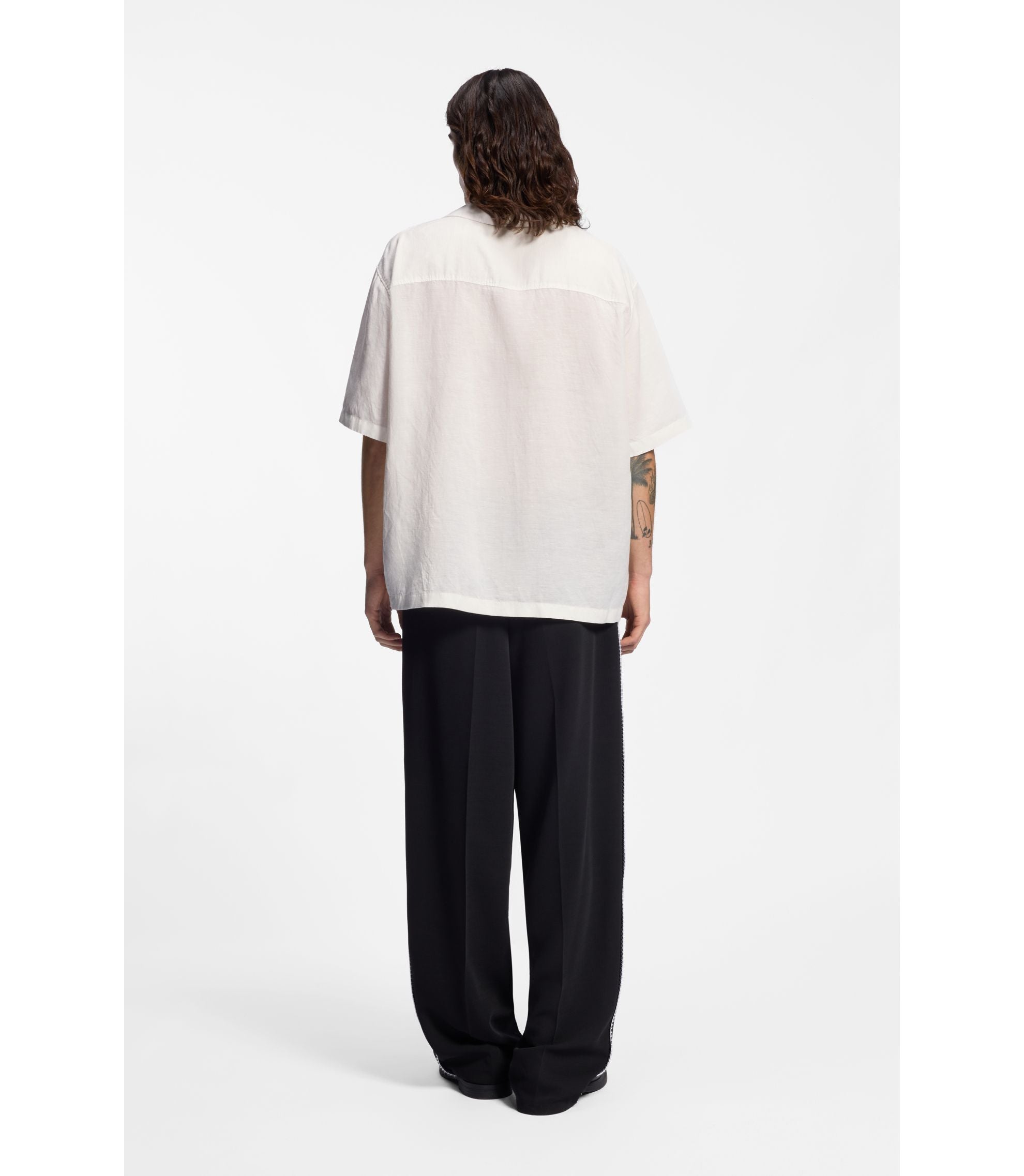 Hugo Oversized Fit Shirt With Horse Racing Print White