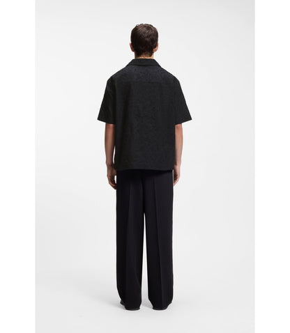 Hugo Oversize Fit Shirt In Broderie Anglaise Cotton Black