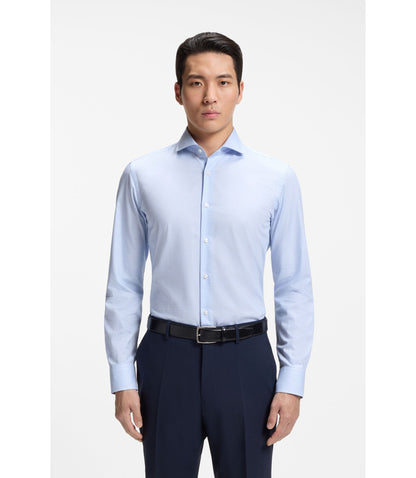 Boss Easy Iron Slim Fit Shirt In Cotton Twill Light Blue