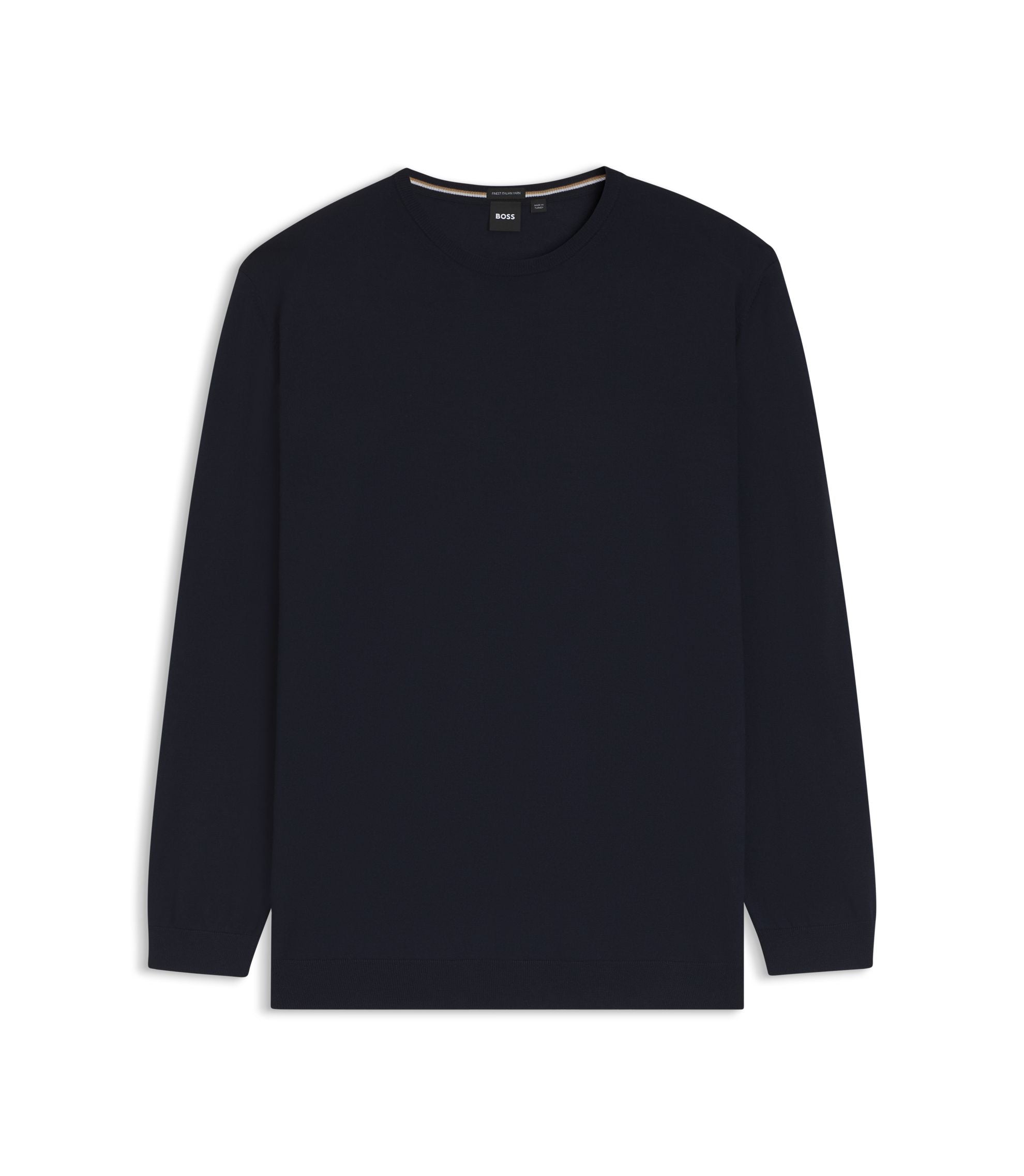 Boss Regular Fit Sweater In Virgin Wool Dark Blue