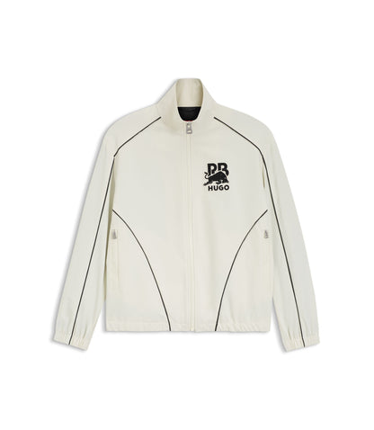 Hugo X Rb Zipper Up Jacket With Bull Motif White