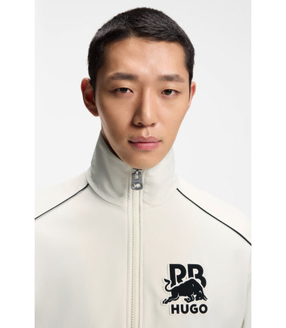 Hugo X Rb Zipper Up Jacket With Bull Motif White