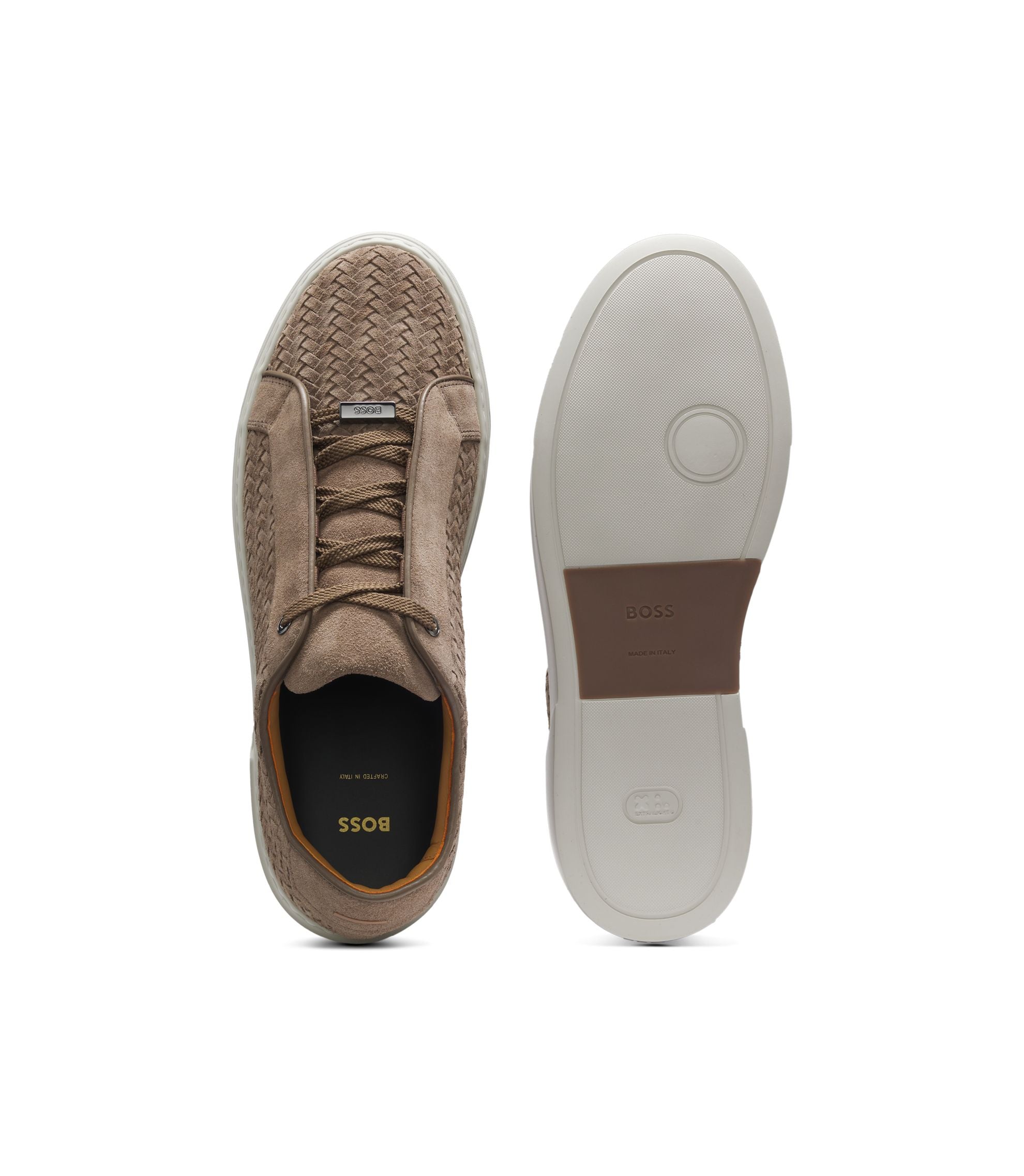 Boss Gary Trainers With Woven Suede Uppers Khaki Khaki