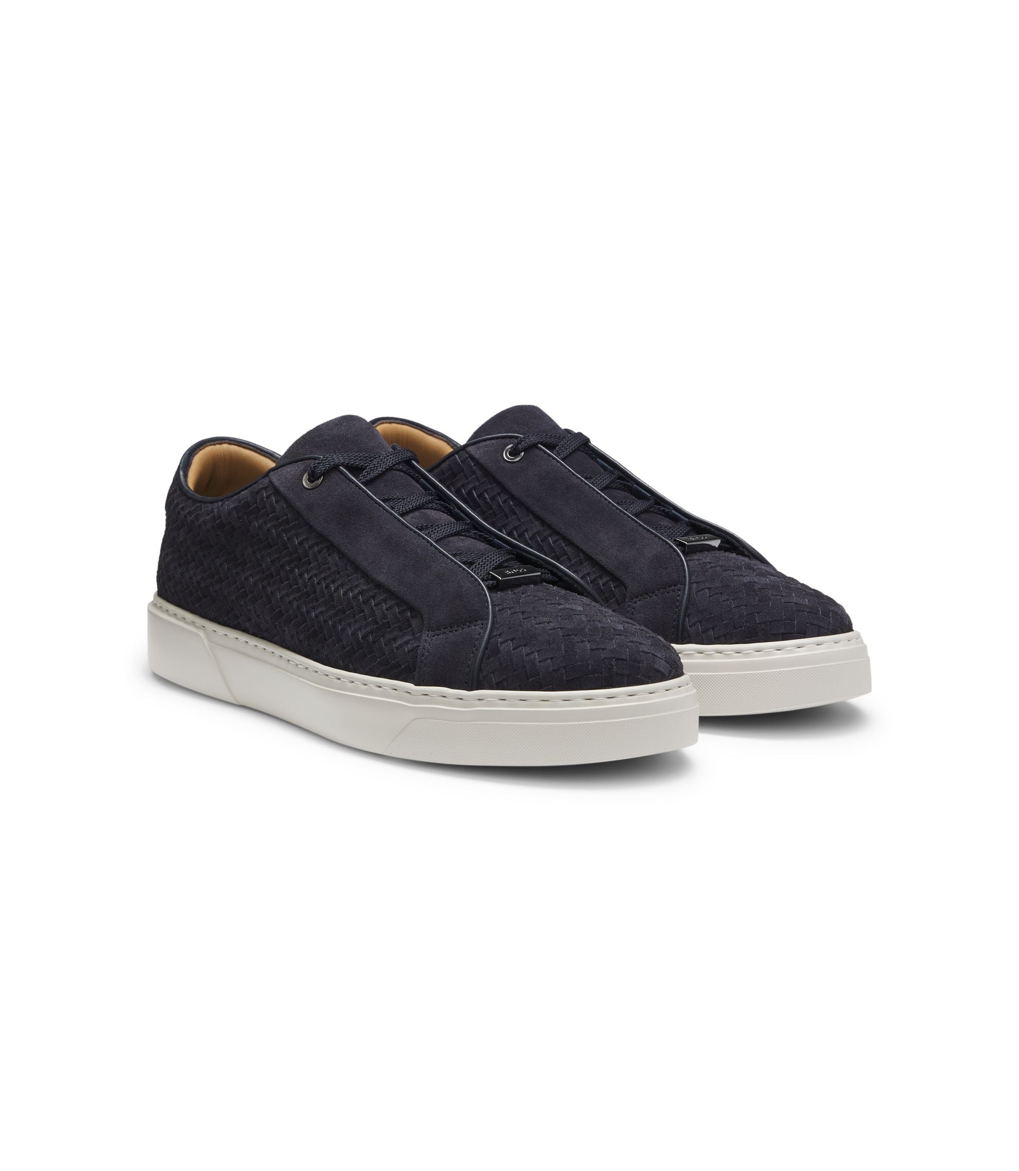 Boss Gary Trainers With Woven Suede Uppers Dark Blue Dark Blue