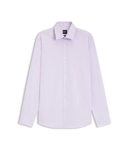 Boss Easy Iron Regular Fit Shirt In Stretch Cotton Light Purple