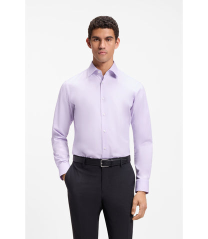 Boss Easy Iron Regular Fit Shirt In Stretch Cotton Light Purple