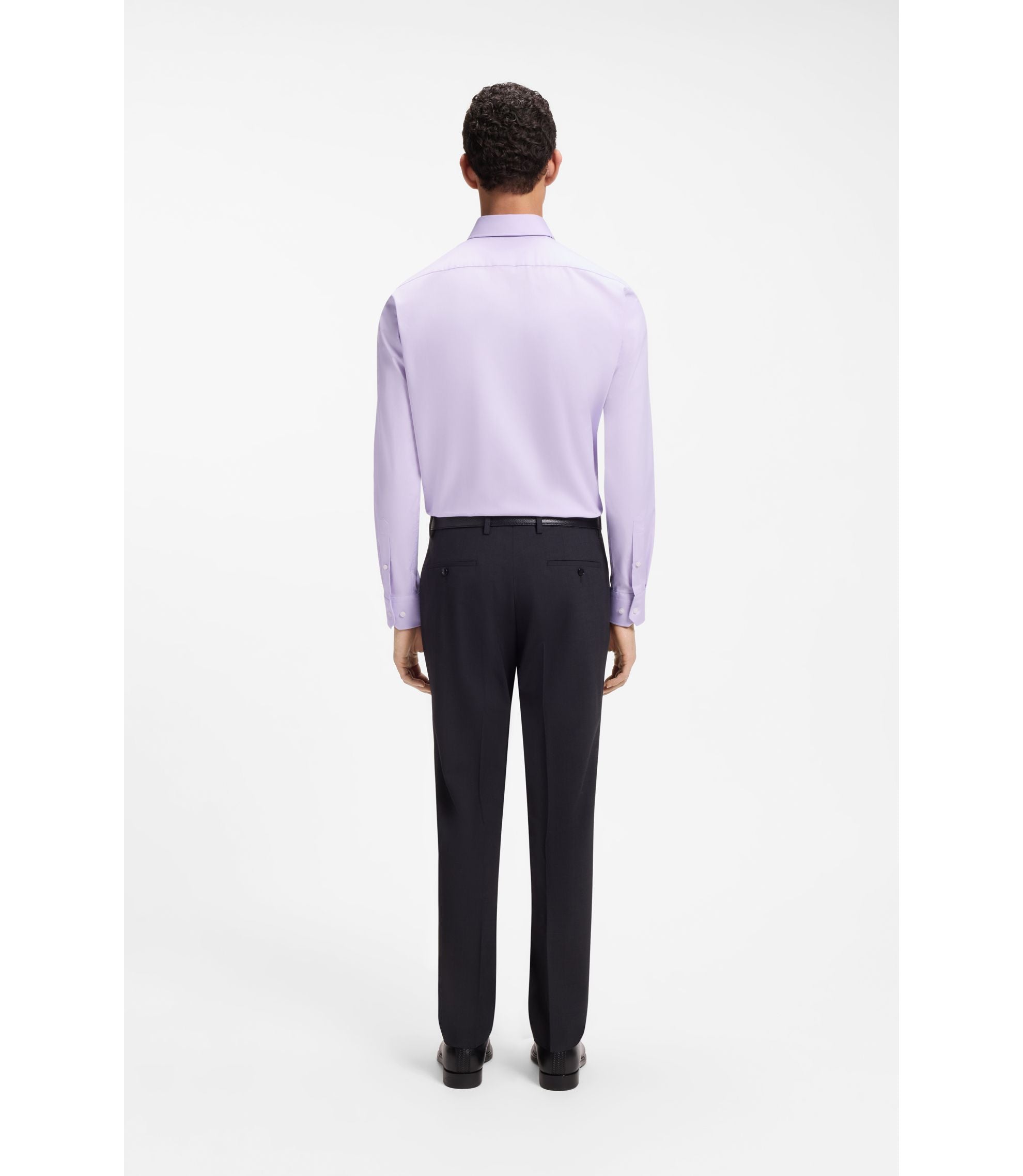 Boss Easy Iron Regular Fit Shirt In Stretch Cotton Light Purple