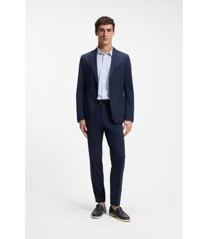 Boss Printed Slim Fit Shirt In Cotton Blend Jersey Light Blue