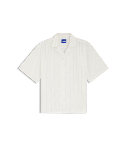 Hugo Printed Relaxed Fit Shirt In Cotton Poplin White